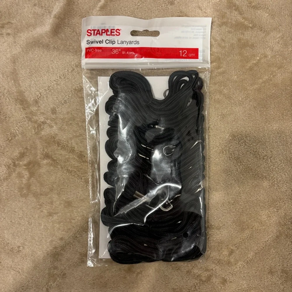 Staples Swivel Clip Lanyards Black 36